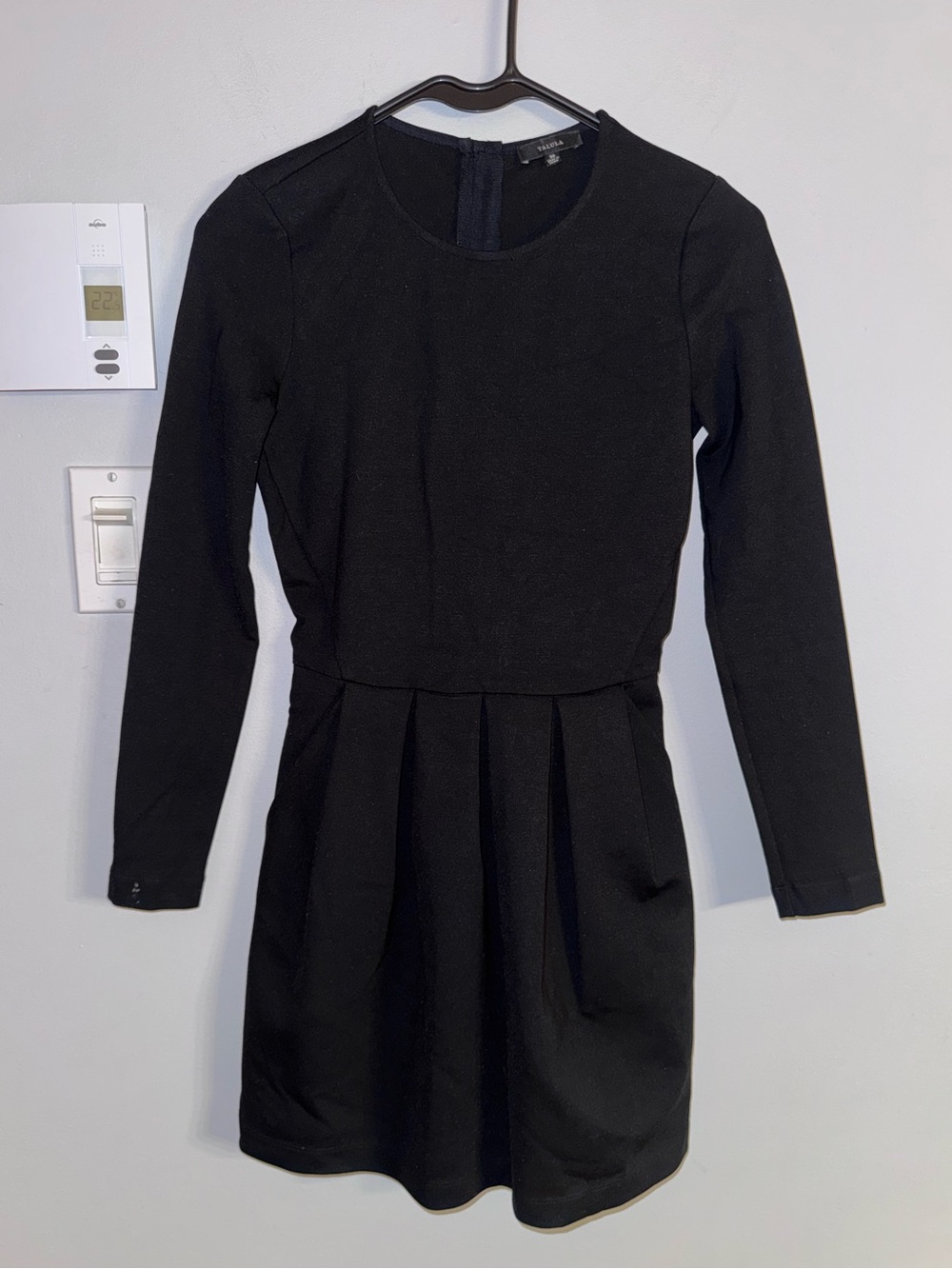 Talula Black Long-Sleeve Pleated Waist Mini Dress